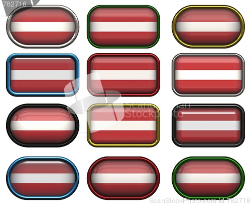 Image of 12 buttons of the Flag of Latvia