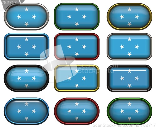 Image of 12 buttons of the Flag of Micronesia