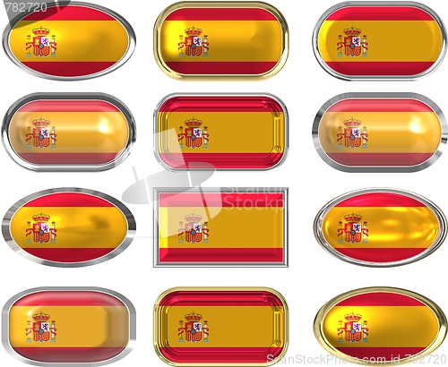 Image of 12 buttons of the Flag of Spain