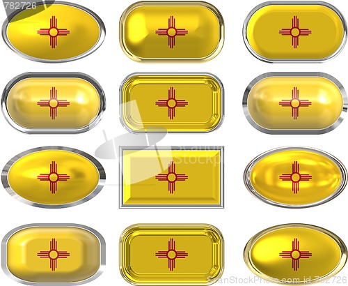 Image of 12 buttons of the Flag of New Mexico