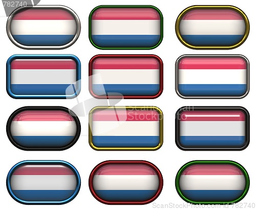 Image of 12 buttons of the Flag of Netherlands