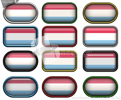 Image of 12 buttons of the Flag of Luxemburg