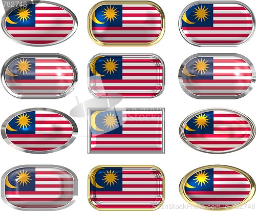 Image of 12 buttons of the Flag of Malaysia