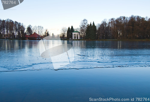 Image of blue pond under thin ice