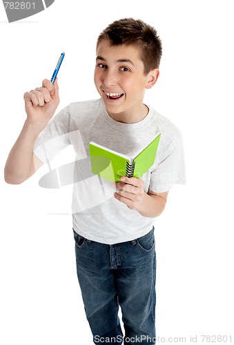 Image of Happy studet with pen and book