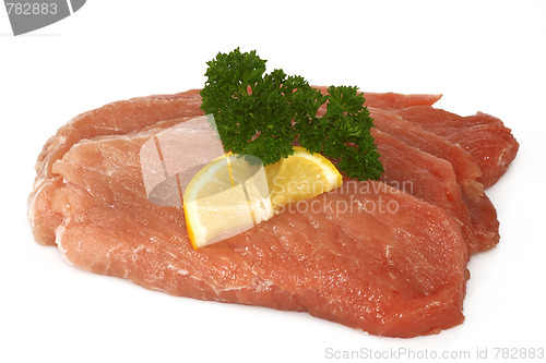 Image of Raw pork cutlet schnitzel