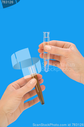 Image of Clean and dirty water samples in hands