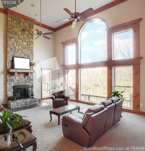 Image of Living Room Interior With High Ceiling