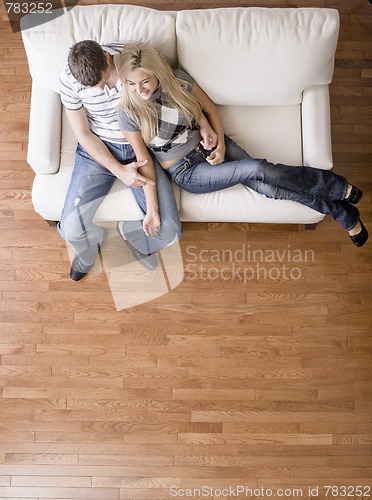 Image of Overhead View of Couple on Love Seat