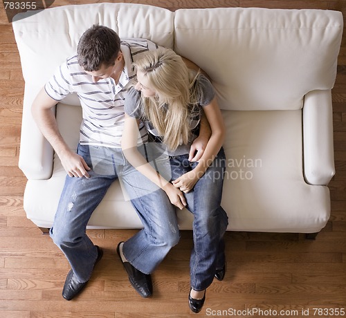 Image of Overhead View of Couple on Love Seat