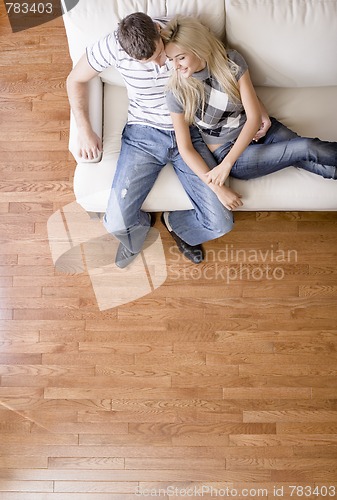 Image of Overhead View of Couple on Love Seat
