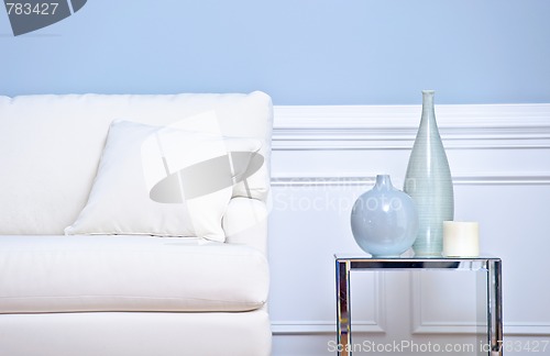 Image of White Couch and Vases