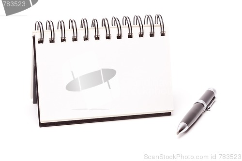 Image of Blank Spiral Note Pad and Pen on White