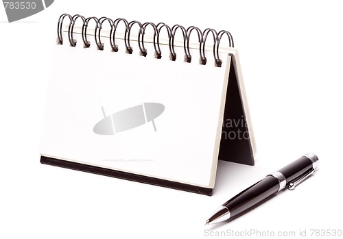 Image of Blank Spiral Note Pad and Pen on White