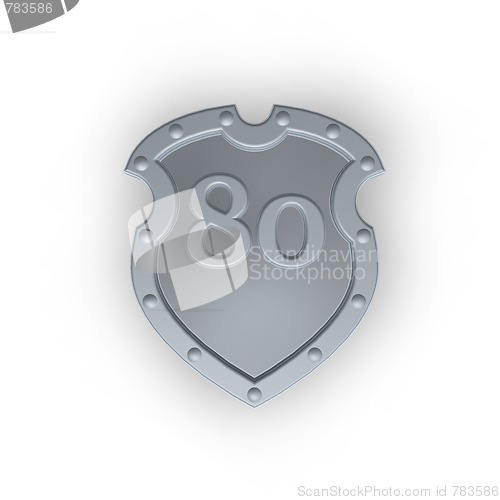 Image of number eighty on metal shield