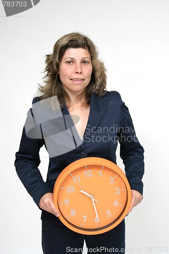 Image of sexy businesswoman with clock, business photo