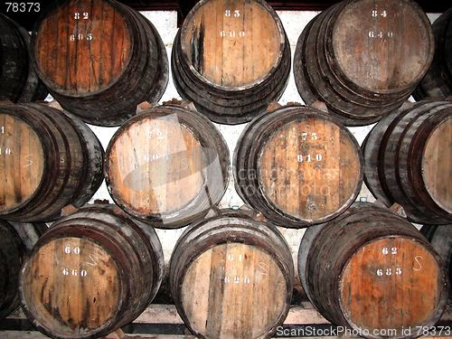 Image of Barrels in winery cellar