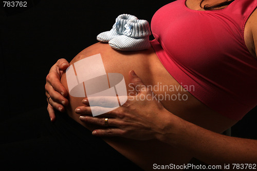 Image of beautiful pregnant woman expecting a boy