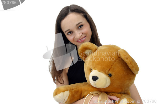 Image of young woman with teddy bear
