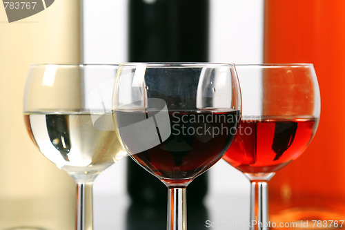 Image of Red, rose and white wine, drink photo