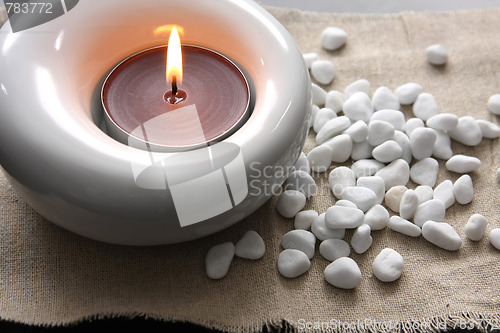 Image of candles and massage stones in a calm zen spa