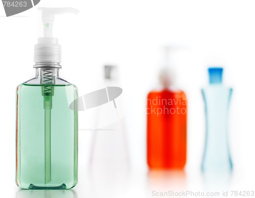 Image of Soap / lotion / shampoo against white