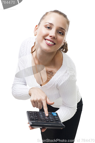 Image of Confident calculator in attractive pose