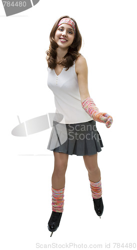 Image of Woman ice skate and smile