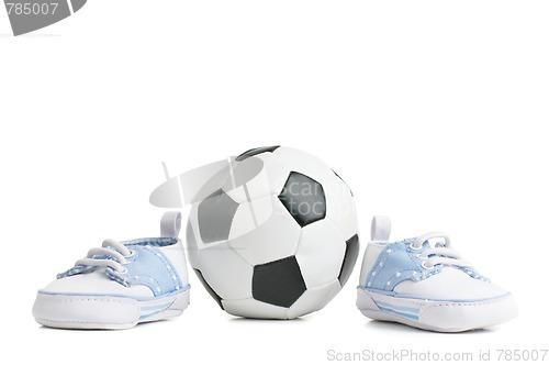 Image of Football / Soccer Ball With Baby Shoes
