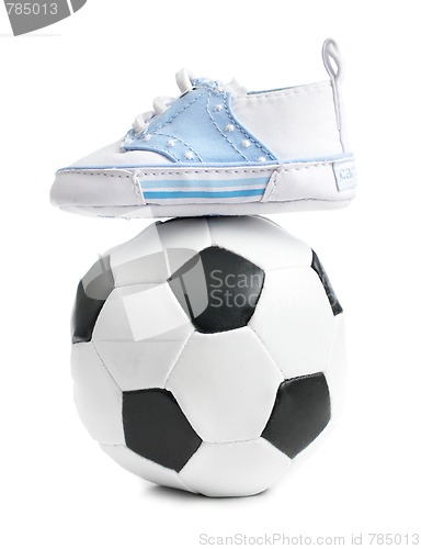 Image of Football / Soccer Ball With Baby Shoes