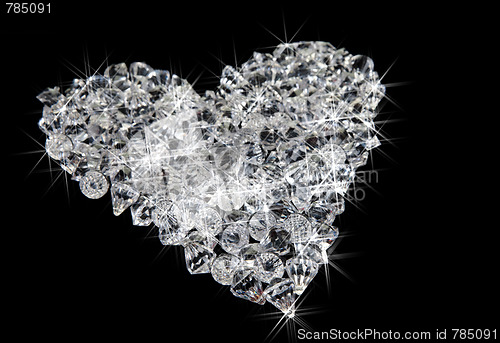 Image of heart of diamonds on black