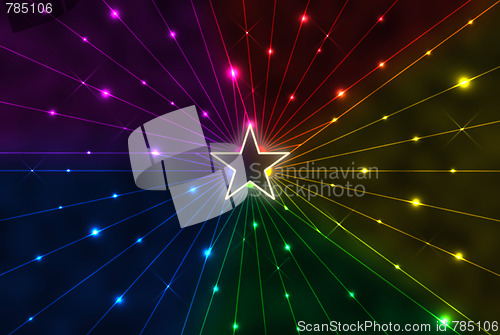 Image of star with rainbow rays