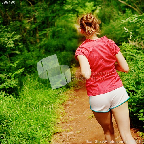 Image of Woman In Red Running