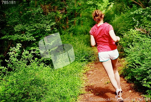 Image of Woman In Red Running