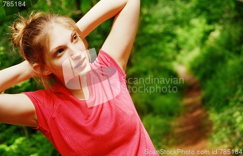 Image of Woman In Red Running