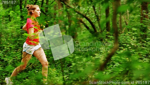 Image of Woman In Red Running