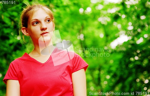 Image of Woman In Red Running