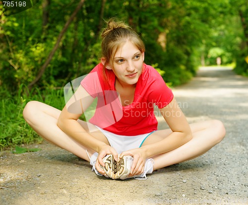 Image of Woman In Red Running