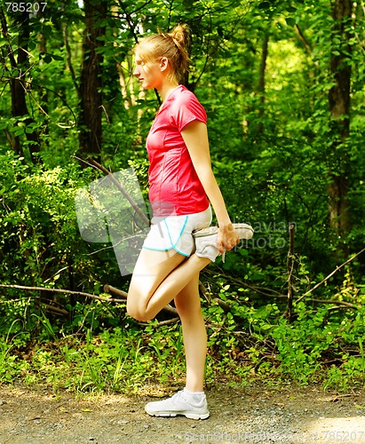 Image of Woman In Red Running