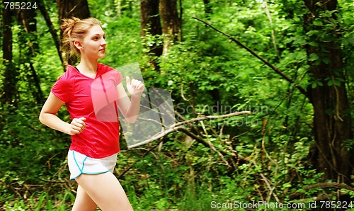 Image of Woman In Red Running