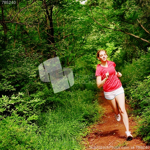 Image of Woman In Red Running