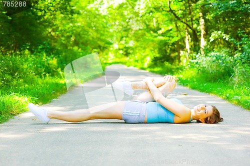 Image of Young Woman Outdoor Workout