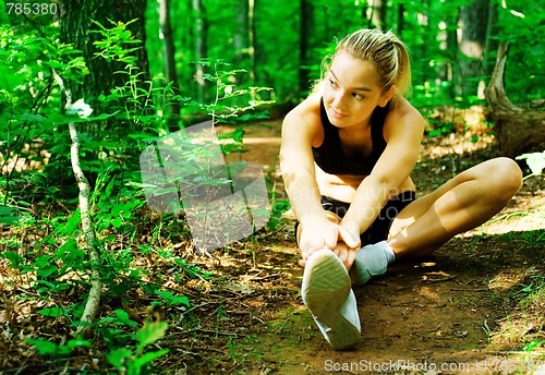 Image of Blonde Woman Exercising 