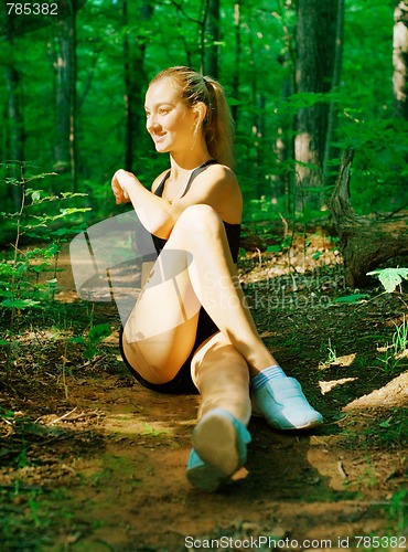 Image of Blonde Woman Exercising 