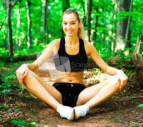 Image of Blonde Woman Exercising 