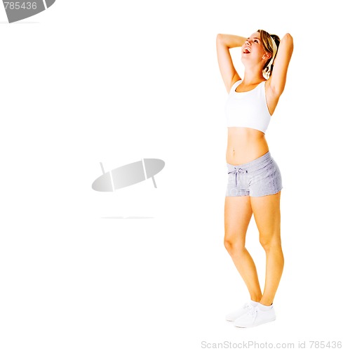 Image of Young Woman Working Out On White