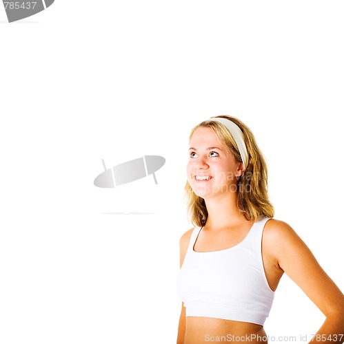 Image of Young Woman Working Out On White