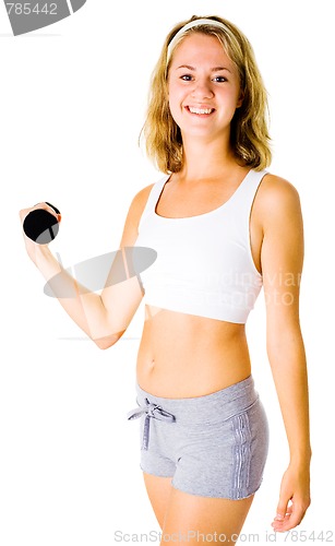 Image of Young Woman Working Out On White