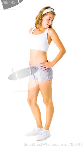 Image of Young Woman Working Out On White