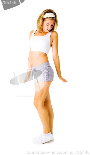 Image of Young Woman Working Out On White